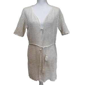 Vtg Women's Swim Cover Crochet Dress Size S/M Hawaiian Resort Wear Vaca Beachy